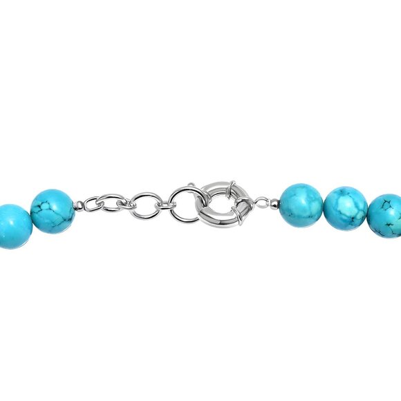 Blue Howlite Beaded Necklace ✦ 428ctw 18" ✦ Platinum Bonded Statement NWT - Picture 6 of 8